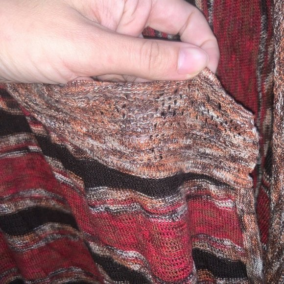 Kate Hill Cardigan Sweater XL Graphic Red Black Womens Open Front Knit NWOT - Picture 4 of 7